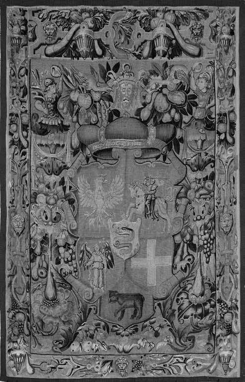 Gobelenas su Lietuvos didžiojo kunigaikščio Žygimanto Augusto jungtiniu herbu. Antverpenas (?), Flandrija, 1544 1548 m. tės valdovų rūmams atrinktų istorinių meno vertybių įsigijimo komisijai.