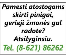 Radusiems atsilyginsiu. Tel.