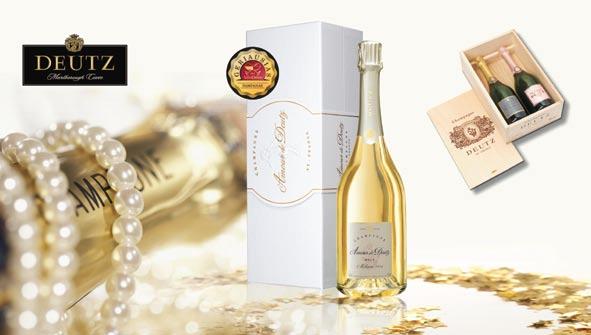 Kaina 30 Lt / 8,69 EUR Dėžutė skirta dviems standartinės talpos Deutz šampano buteliams DEUTZ AMOUR DE DEUTZ BRUT