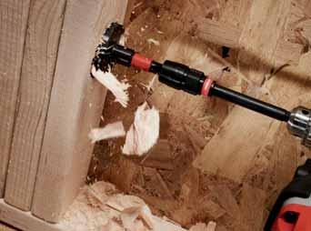 SWITCHBLDE savisriegiai grąžtai Greitis: dėl agresyvaus dizaino pastūmos sraigto, grąžtas gali greičiau ir be pastangų sriegtis į medieną ir taip pagreitinti gręžimą.
