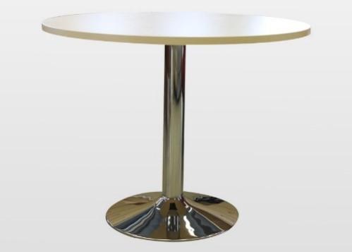 M-ST3.2(90*90) Posėdžių stalas M-ST3.2, stalviršis 25 mm storio, apskritimo formos, 900 mm diametro, briauna 2 mm PVC. 1 metalinė chromuota koja.
