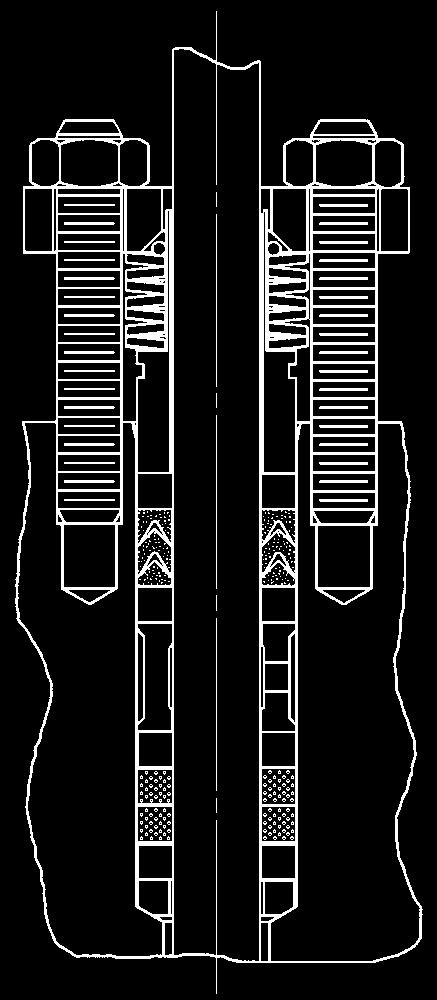 Tipinė sandariklių ENVIRO-SEAL sistema su dvigubu sandarikliu VERŽLĖ (22 POZ.) SMEIGĖ (200 POZ.