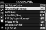 Pasirinktinių Picture Control režimų kūrimas Fotoaparate esančius Picture Control režimus galima modifikuoti ir įrašyti kaip pasirinktinius
