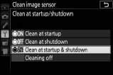 Clean at Startup/Shutdown (valyti įjungiant/išjungiant) 1 Pasirinkite Clean at startup/shutdown (valyti įjungiant/išjungiant).