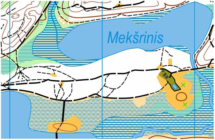 4 tšk. 2 stotelė Kalvotas ruožas Prieš save matai nuo ežero kranto kylantį kalvingą ruožą, kuris nėra pažymėtas šiame lape pateiktame žemėlapyje.