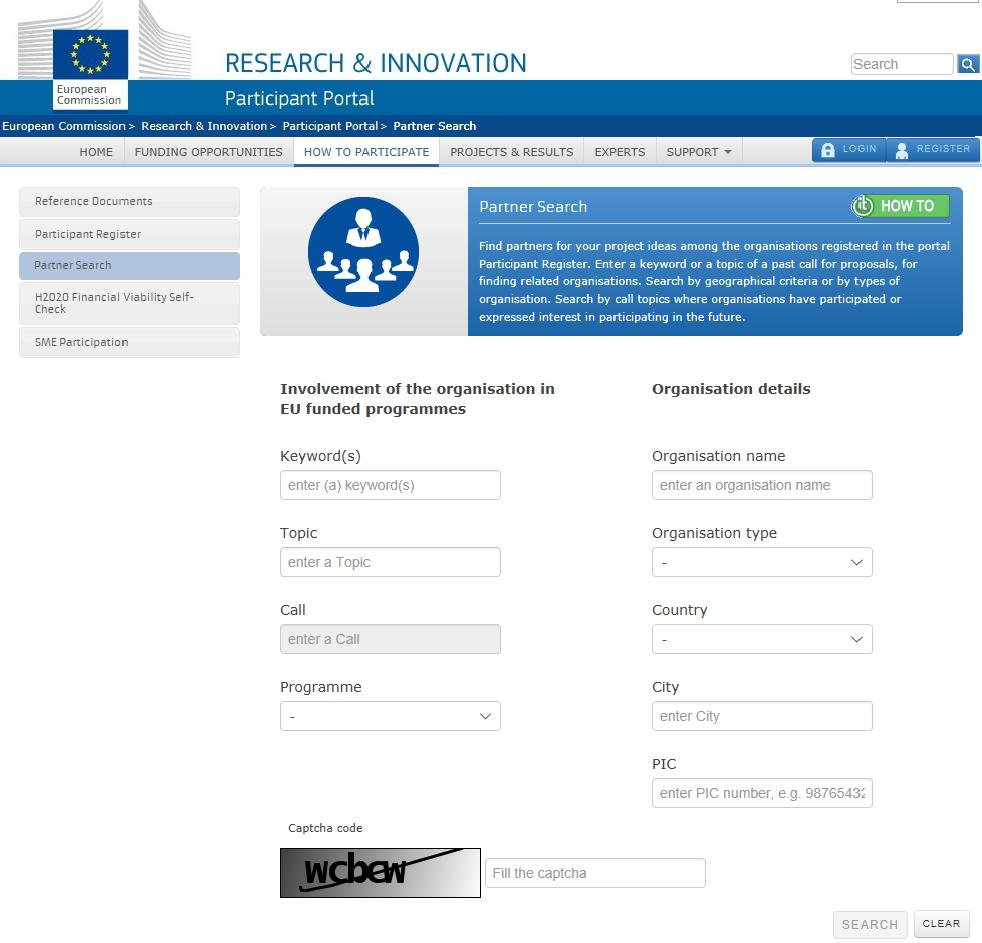 Partnerių paieškos įrankis http://ec.europa.