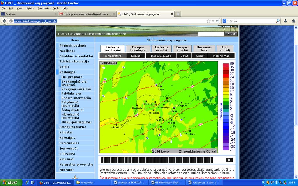 3.7.1. pav. Meteorologinis žemėlapis. Šaltinis: http://meteo.