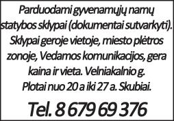 Butą 2 kambarių Kavoliškyje. Tel. 8 611 33 575. Butą Taikos g. 9A. Butas tvarkingas. 3 kambariai. Penktas aukštas. Rūsys. Mokesčiai maži, šildymas pigus. Kaina 21000 Eur. Tel. 8 650 60 664.