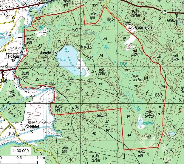 9 pav. Juodlės BAST. Pagrindas Lietuvos Respublikos teritorijos M 1:50 000 skaitmeninis rastrinis topografinis žemėlapis. 1.6.