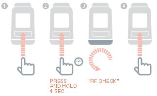 Išplėstinė aukštų dažnių (RF) ryšio patikra (tęsinys) Bevieliai įtaisai, maitinami baterijomis Patikros signalams persiųsti ir priimti baterijomis maitinami įtaisai turi būti perjungti į patikros