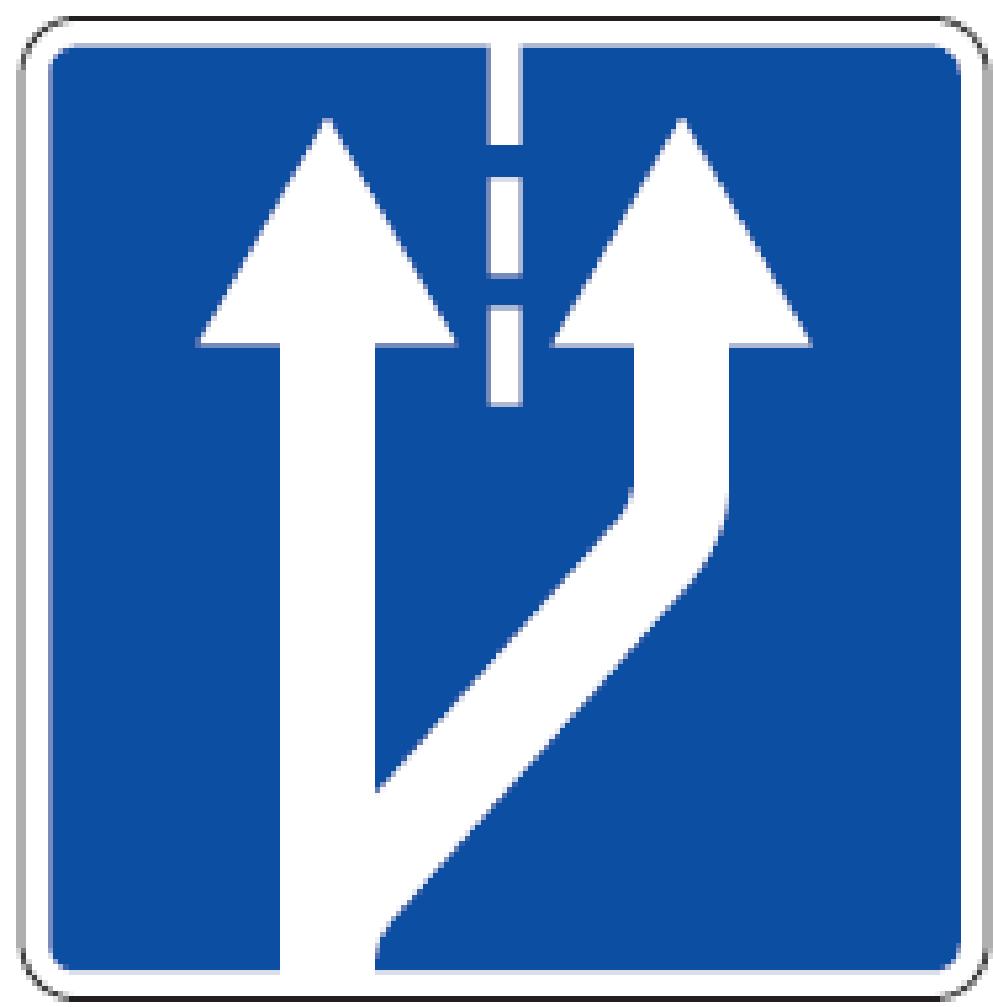 513 Eismo juostos pradžia iš dešinės Papildoma eismo juosta arba lėtėjimo juostos pradžia.