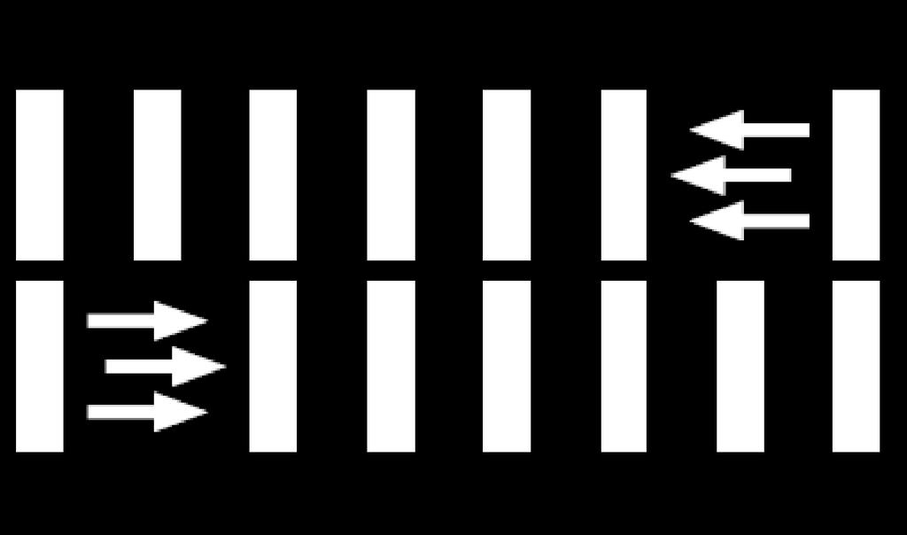 1.13.3. Dvi lygiagrečios linijos, sudarytos iš stačiakampių, žymi pėsčiųjų