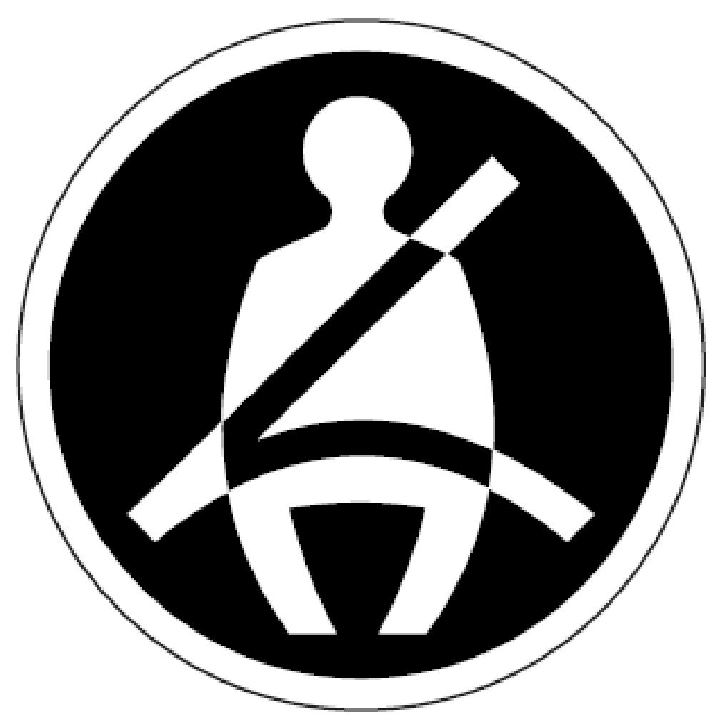 Autobusuose, kuriuose įrengti saugos diržai, priešais kiekvieną sėdynę arba ant autobuso sėdynės ar šalia jos matomoje vietoje gali