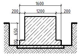 Tranšėjos užpylimas (pamatinė sija, kurios plotis 200 mm, tranšėjos ilgis 133,1 m) Skaičiavimo schema (