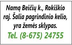 Yra 3 ha žemės, gyvenamasis namas, tvenkinyje pratekantis vanduo. Tel. 8 698 55 357. Skubiai 2 kambarių butą Jaunystės g.