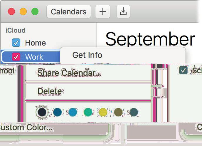 Kalendorius kiekvienai jūsų gyvenimo sričiai. Galite susikurti atskirus kalendorius, pavyzdžiui, namams, darbui ir mokyklai, kurių kiekvienas būtų pažymėtas skirtinga spalva.