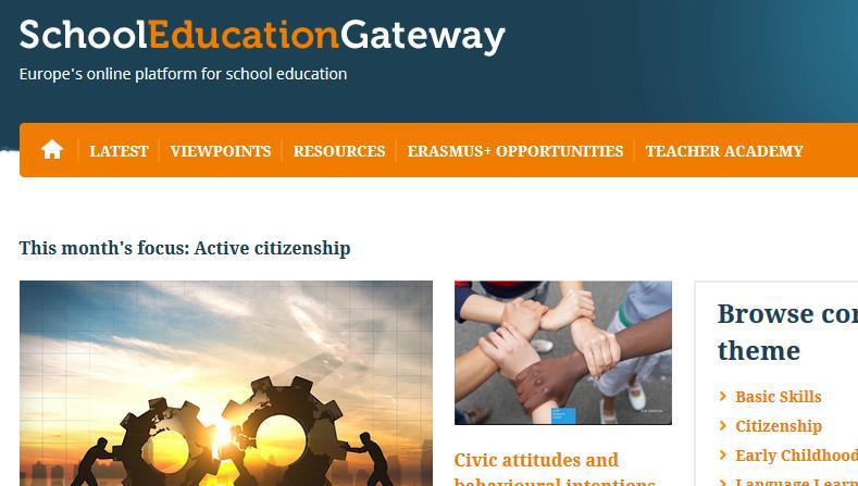 Aktualu 2019 m. School Education Gateway platforma https://www.schooleducationgateway.